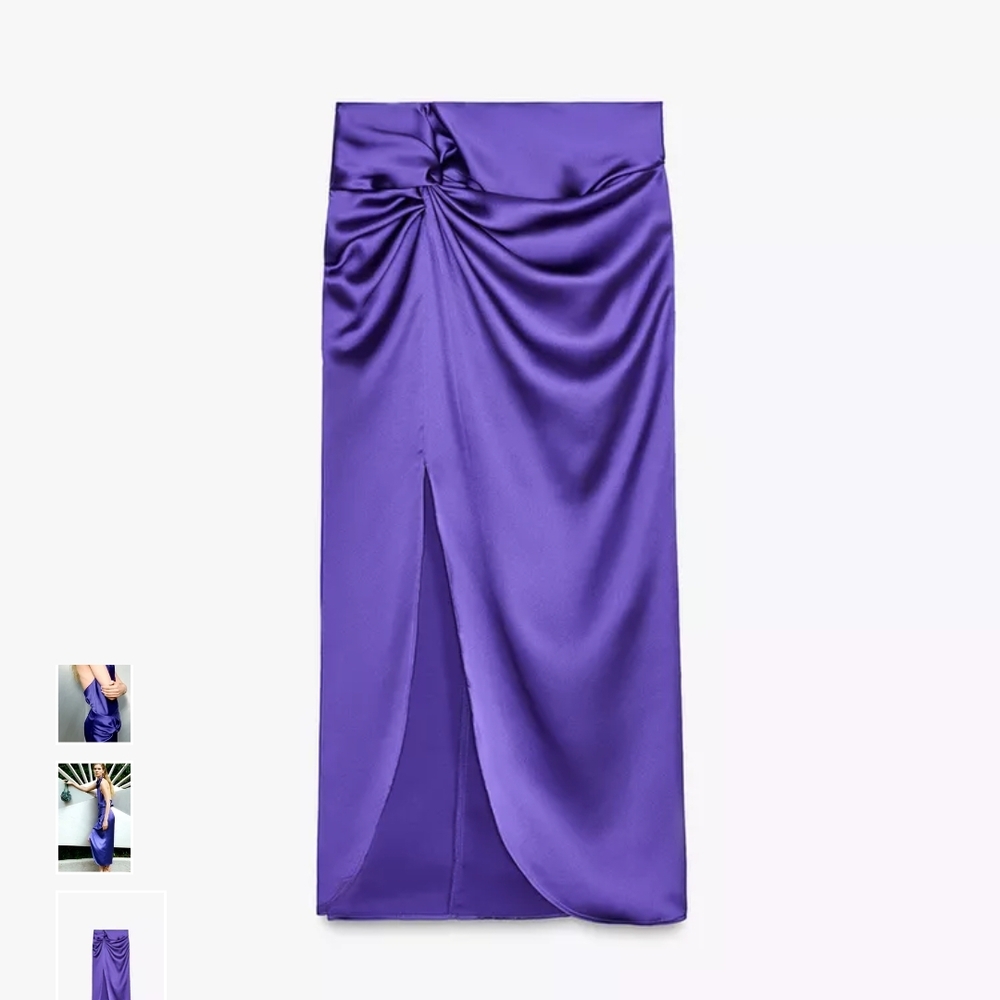 Zara Vibrant Purple Satin Midi Skirt